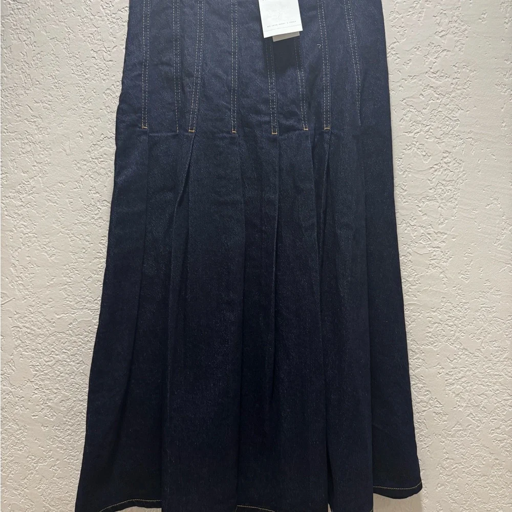 Free Assembly Dark Wash Denim Midi Skirt - Picture 4 of 7